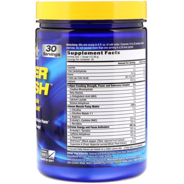 MHP, Suplemento dietario Hyper Crush, para antes del entrenamiento, caramelo ácido, 1.02 lbs. (461 gr.) - Imagen 2