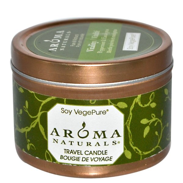 Aroma Naturals, Soy VegePure, Vitalidad, Travel Candle, hierbabuena y eucalipto, 2.8 oz (79.38 g)