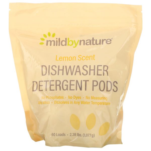 Mild By Nature, Cápsulas de detergente para lavavajillas automáticos, Aroma a limón, 60 cargas, 2,38 lb, 1077 g (36,48 oz)