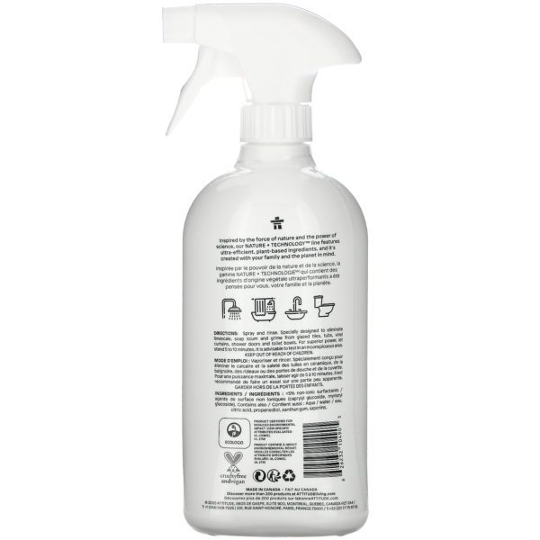 ATTITUDE, Bathroom Cleaner, Unscented, 27.1 fl oz ( 800 ml) - Imagen 2