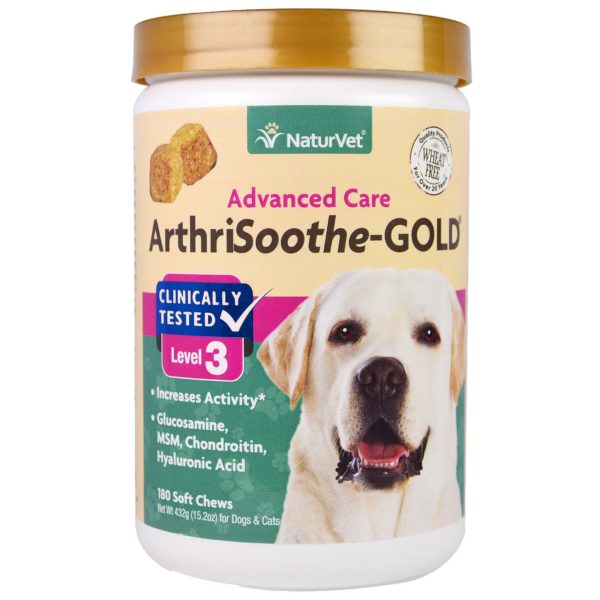 NaturVet, ArthriSoothe-GOLD, cuidado avanzado, nivel 3, 180 cápsulas blandas masticables, 15.2 oz (432 g)