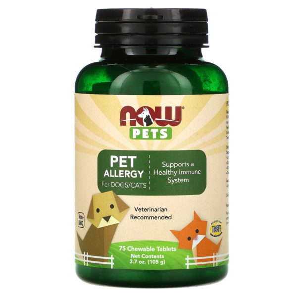 Now Foods, Mascotas, para alergias de mascotas, 75 comprimidos masticables