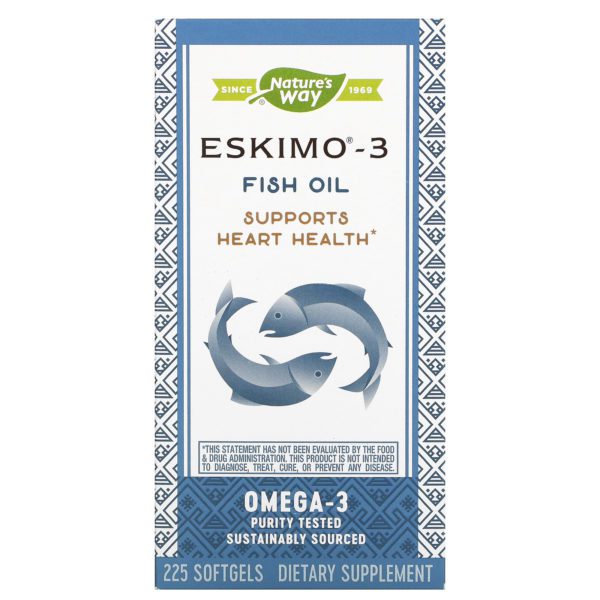 Enzymatic Therapy, Eskimo-3, Aceite de Pescado Estable Natural, 225 Pastillas Blandas de Gel