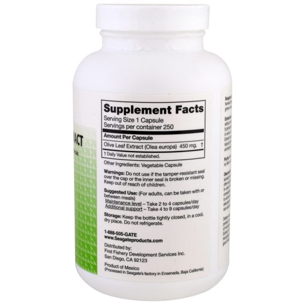 Seagate, Olive Leaf Extract, 450 mg, 250 V Capsules - Imagen 2