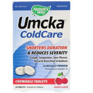 Nature's Way, Umcka ColdCare, Cereza, 20 comprimidos