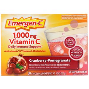 Emergen-C, Emergen-C, 1000 mg de Vitamina C,  Arándanos Rojos-Granada, 30 Paquetes, 8.4 g c/u
