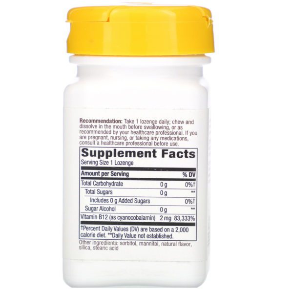 Nature's Way, Vitamin B-12, Cherry Flavored, 2,000 mcg, 100 Vegan Lozenges - Imagen 2