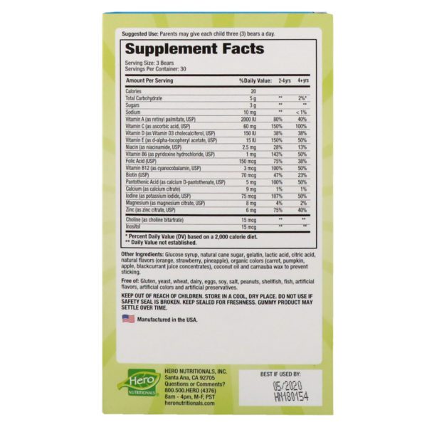 Hero Nutritional Products, Yummi Bears, Complete Multi, Natural Strawberry, Orange and Pineapple Flavors, 90 Yummi Bears - Imagen 2