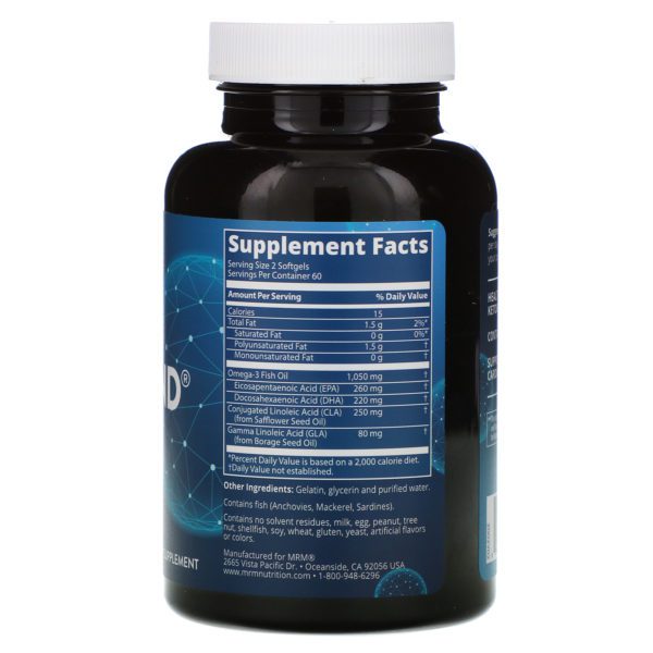 MRM, Nutrition, Smart Blend Healthy Fats, 120 Softgels - Imagen 2