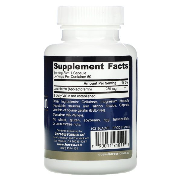 Jarrow Formulas, Lactoferrina, 250 mg, 60 cápsulas - Imagen 2