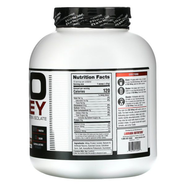 Labrada Nutrition, Suero ISO, 100 % Aislado de proteína de suero, Chocolate, 5 lb (2268 g) - Imagen 2