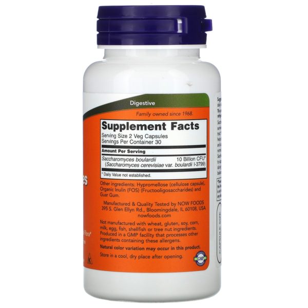 Now Foods, Saccharomyces Boulardii, 60 Veg Capsules - Imagen 2