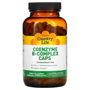 Country Life, Complejo de vitaminas B y coenzimas en cápsulas, 240 cápsulas veganas