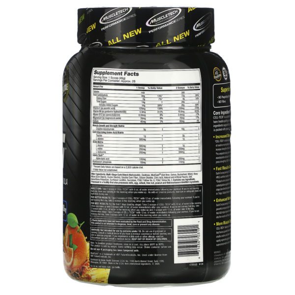 Muscletech, Performance Series, CELL-TECH, The Most Powerful Creatine Formula, Orange, 3.00 lbs (1.36 kg) - Imagen 2