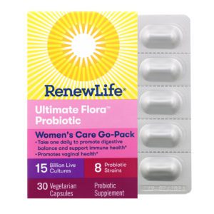 Renew Life, Pack para el cuidado de la salud de la mujer, probiótico primordial para la flora, 15 mil millones de cultivos vivos, 30 cápsulas vegetarianas