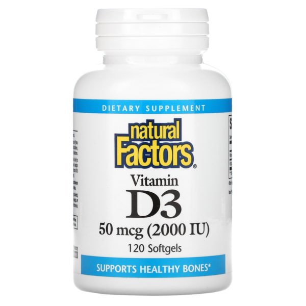 Natural Factors, Vitamina D3, 2,000 UI, 120 cápsulas blandas de gel