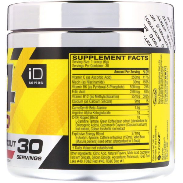 Cellucor, C4 Ripped, preentrenamiento, limonada y frambuesa, 6.3 oz (180 g) - Imagen 2