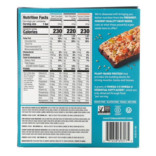 Manitoba Harvest, Hemp Yeah! Protein Bar, Variety Pack, 8 Bars, 1.59 oz (45 g) Each - Imagen 2