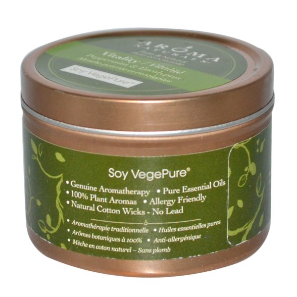 Aroma Naturals, Soy VegePure, Vitalidad, Travel Candle, hierbabuena y eucalipto, 2.8 oz (79.38 g) - Imagen 2