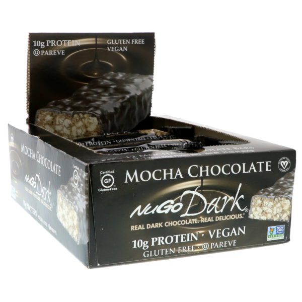 NuGo Nutrition, NuGo Dark, barras de proteína, Moca chocolate, 12 barras, 1.76 oz (50 g) c/u