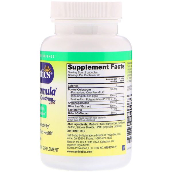 Symbiotics, Immune Formula with Colostrum Plus, 120 Veg Capsules - Imagen 2