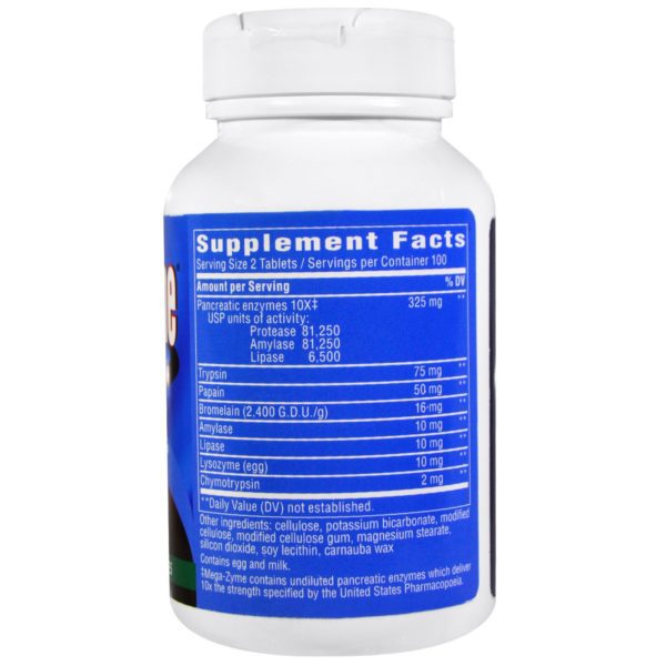 Enzymatic Therapy, Mega-Zyme, Enzimas sistémicas, 200 Tabletas - Imagen 2