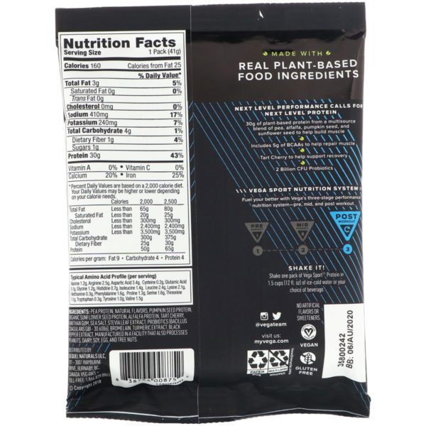 Vega, Sport Premium Protein, Vanilla, 1.5 oz (41 g) - Imagen 2