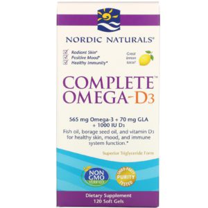 Nordic Naturals, Complete Omega-D3, Sabor a limón, 1000 mg, 120 cápsulas blandas