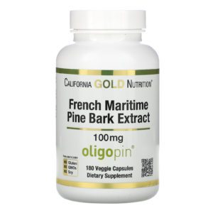 California Gold Nutrition, Extracto de corteza de pino marítimo francés, Oligopin, Polifenoles antioxidantes, 100 mg, 180 cápsulas vegetales