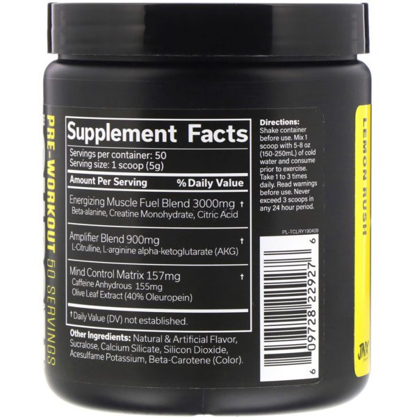 JNX Sports, The Curse, Suplemento preentrenamiento, Lemon Rush, 250 g (8,8 oz. líq.) - Imagen 2