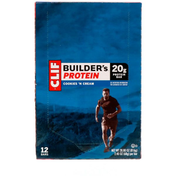 Clif Bar, Builder's Protein Bar, Cookies N' Cream, 12 Bars, 2.40 oz (68 g) Each - Imagen 2