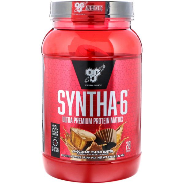 BSN, Syntha-6, un polvo de proteínas de primera calidad para crecimiento muscular, chocolate y manteca de maní, 2.91 lbs (1.32 kg)