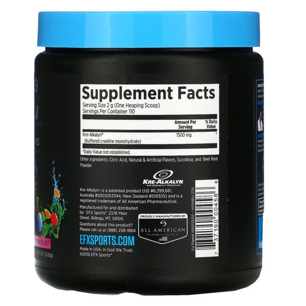 EFX Sports, Kre-Alkalyn EFX en polvo, Explosión de arcoíris, 220 g (7,76 oz) - Imagen 2