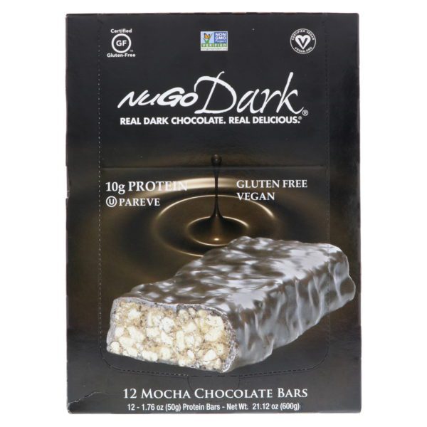 NuGo Nutrition, NuGo Dark, barras de proteína, Moca chocolate, 12 barras, 1.76 oz (50 g) c/u - Imagen 2