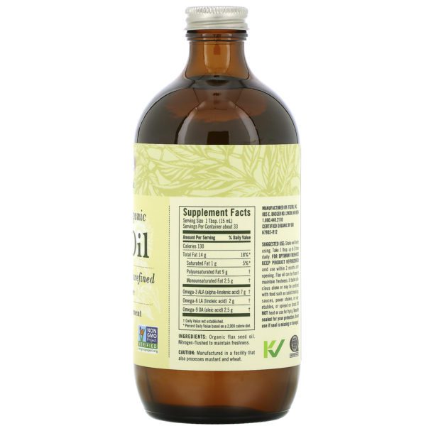 Flora, Aceite de Lino Orgánico Certificado, 17 fl oz (500 ml) - Imagen 2