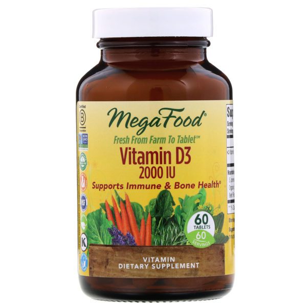 MegaFood, Vitamin D3, 2000 UI, 60 comprimidos