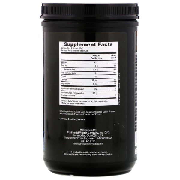 Superior Source, Keto Collagen Powder with MCTs, Chocolate, 14 oz (397 g) - Imagen 2
