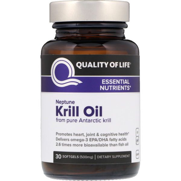 Quality of Life Labs, Aceite de krill Neptune, Nutrientes esenciales, 500 mg, 30 cápsulas blandas