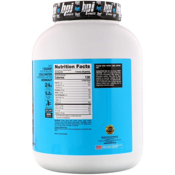 BPI Sports, La Mejor Proteína, Fórmula 100 % Proteína Avanzada, Brownie de chocolate, 5,1 lbs (2329 g) - Imagen 2