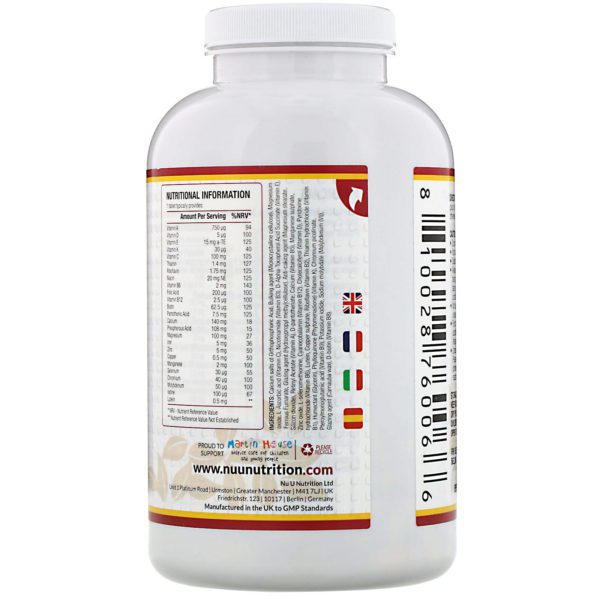 Nu U Nutrition, Suplemento multivitamínico y mineral, 365 comprimidos vegetales - Imagen 2