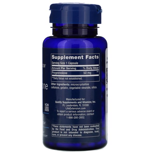 Life Extension, Pregnenolona, 50 mg, 100 cápsulas - Imagen 2