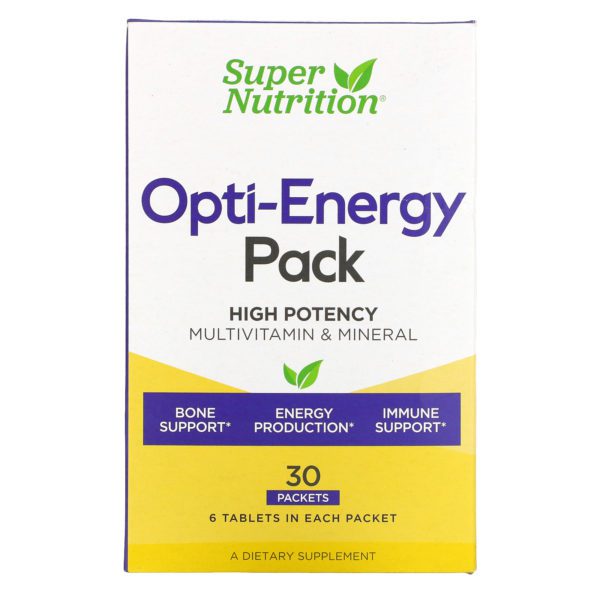 Super Nutrition, Opti-Energy Pack, Suplemento de Vitaminas y Minerales, 30 Paquetes, 6 Tabletas c/u