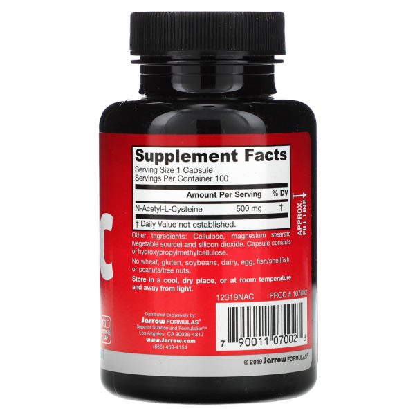 Jarrow Formulas, N-A-C N-Acetyl-L-Cysteine, 500 mg, 100 Veggie Caps - Imagen 2