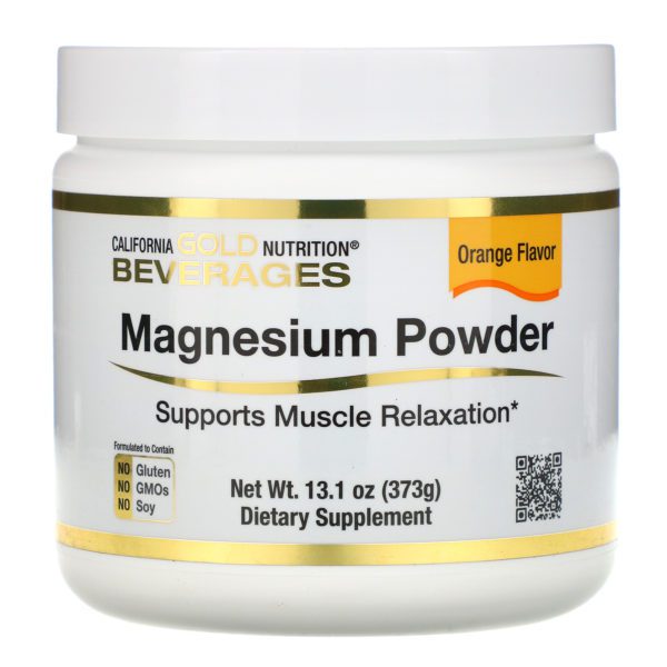 California Gold Nutrition, Bebidas, Magnesio en polvo, Sabor a naranja, 373 g (13,1 oz)