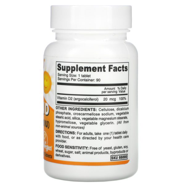 Deva, Vegan Vitamin D, D2, 20 mcg (800 IU), 90 Tablets - Imagen 2