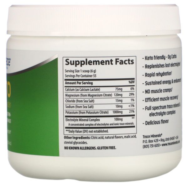 Trace Minerals Research, Keto Electrolyte Powder, Sugar Free, Lemon Lime Flavor, 11.6 oz (330 g) - Imagen 2