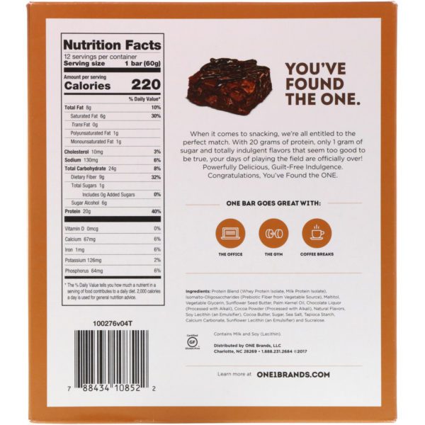 One Brands, ONE Bar, Chocolate Brownie, 12 Bars, 2.12 oz (60 g) Each - Imagen 3