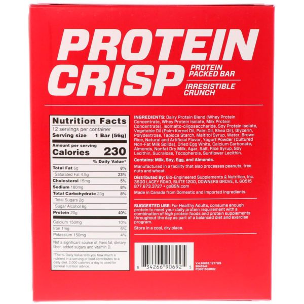 BSN, Crocante de proteínas, vainilla y malvavisco, 12 barras, 1,97 oz (56 g) cada una - Imagen 3