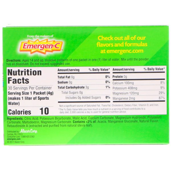 Emergen-C, Electro Mix, bebida de reemplazo de electrolitos, lima-limón natural, 30 paquetes, 0,14 oz (4 g) cada uno. - Imagen 2
