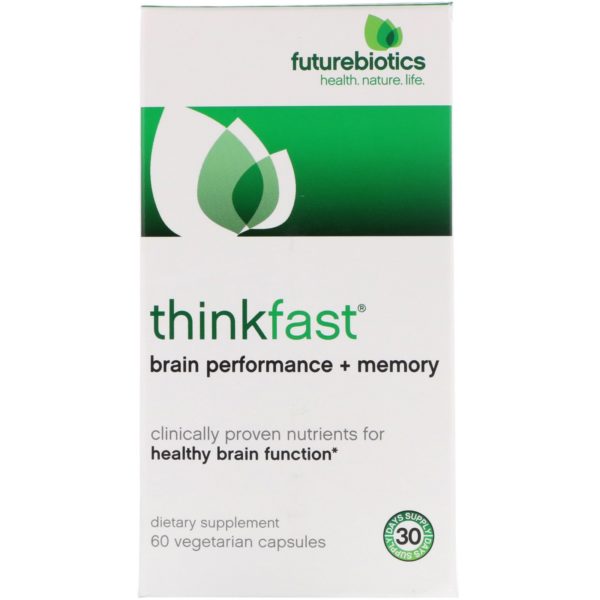 FutureBiotics, ThinkFast, rendimiento + memoria del cerebro, 60 cápsulas vegetarianas